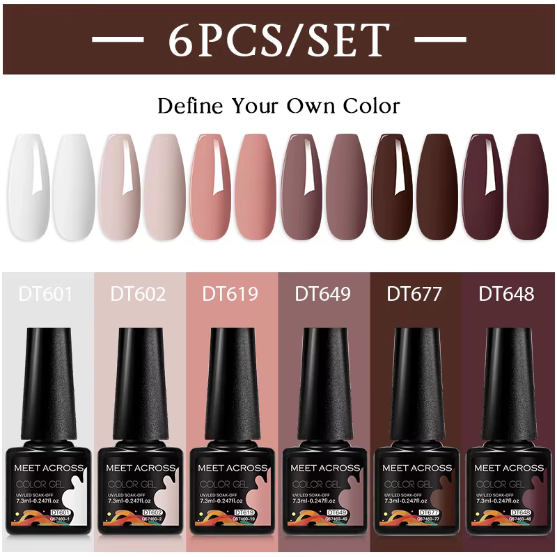 MEET ACROSS 6 pièces/ensemble 7.3ml série violet foncé Gel vernis à ongles automne Semi Permanent Nail Art UV Gel