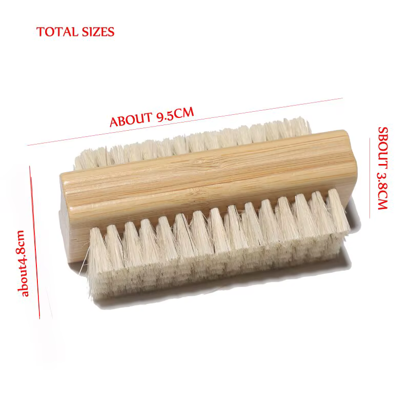 Brosse à Ongles Double Face avec Manche en Bois pour Manucure et Pédicure