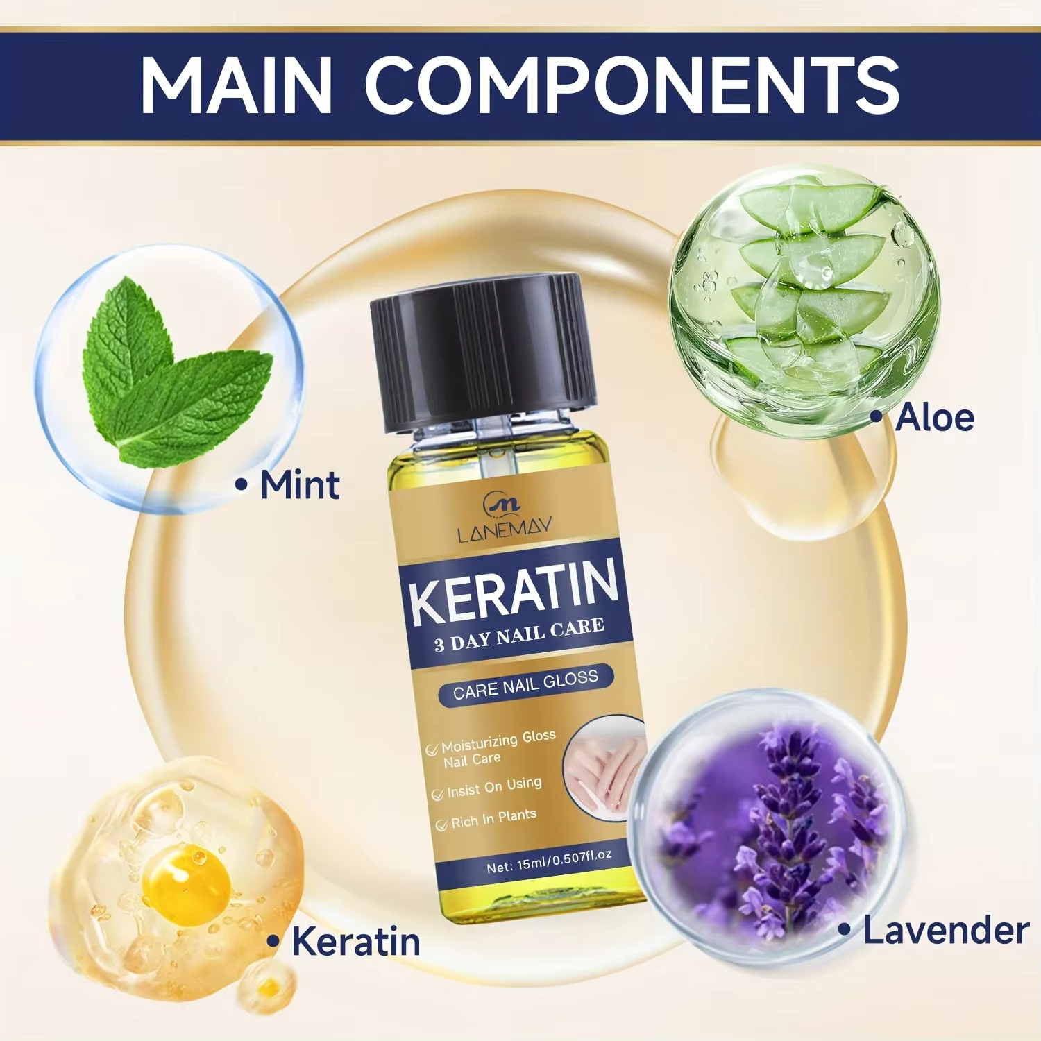 Huile de soin des ongles à la kératine – Riche en plantes