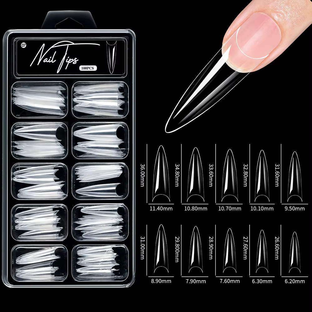 100 pièces/boîte faux ongles conseils cercueil presse