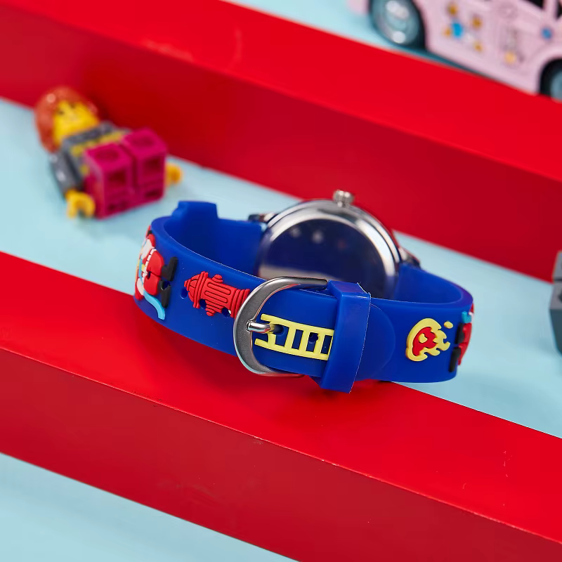 Montre de pompier pour enfants, camion de pompier de dessin animé 3D, bracelet en Silicone souple, Durable pour garçons et filles âgés de 3 à 12 ans, cadeaux d'anniversaire