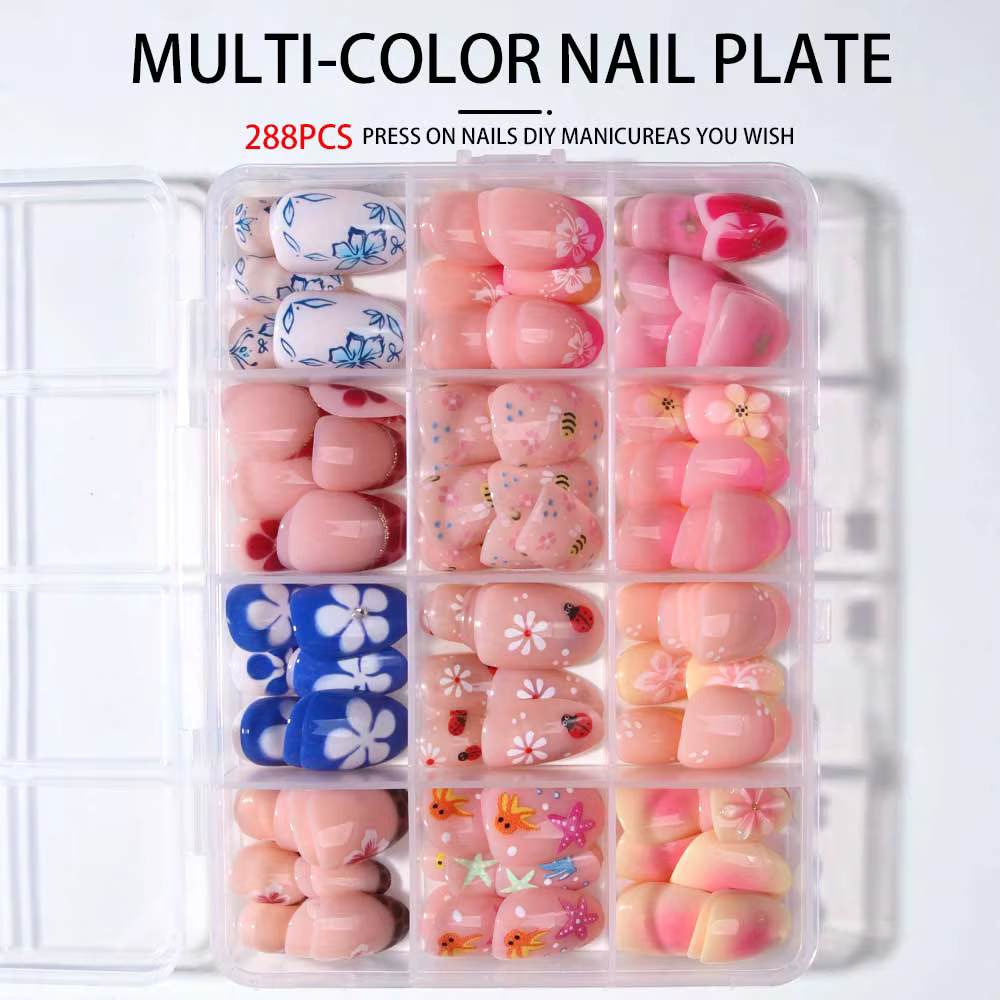 Ongles à fleurs 288 pièces (12 mélangés)