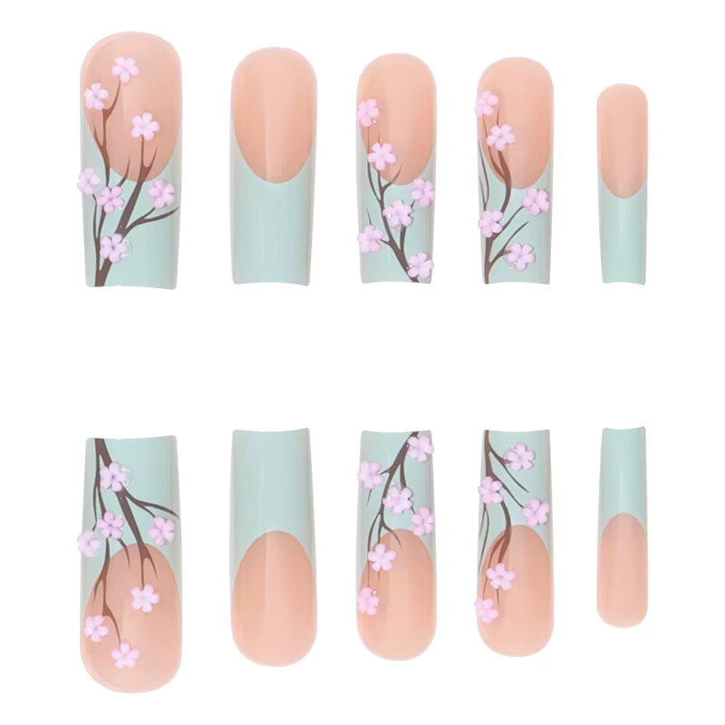 Faux ongles carrés mi-longs pour femmes et filles