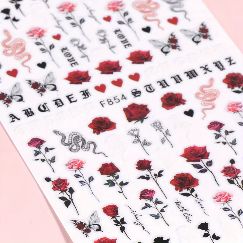 Un ensemble d'autocollants décoratifs pour ongles pour la Saint-Valentin