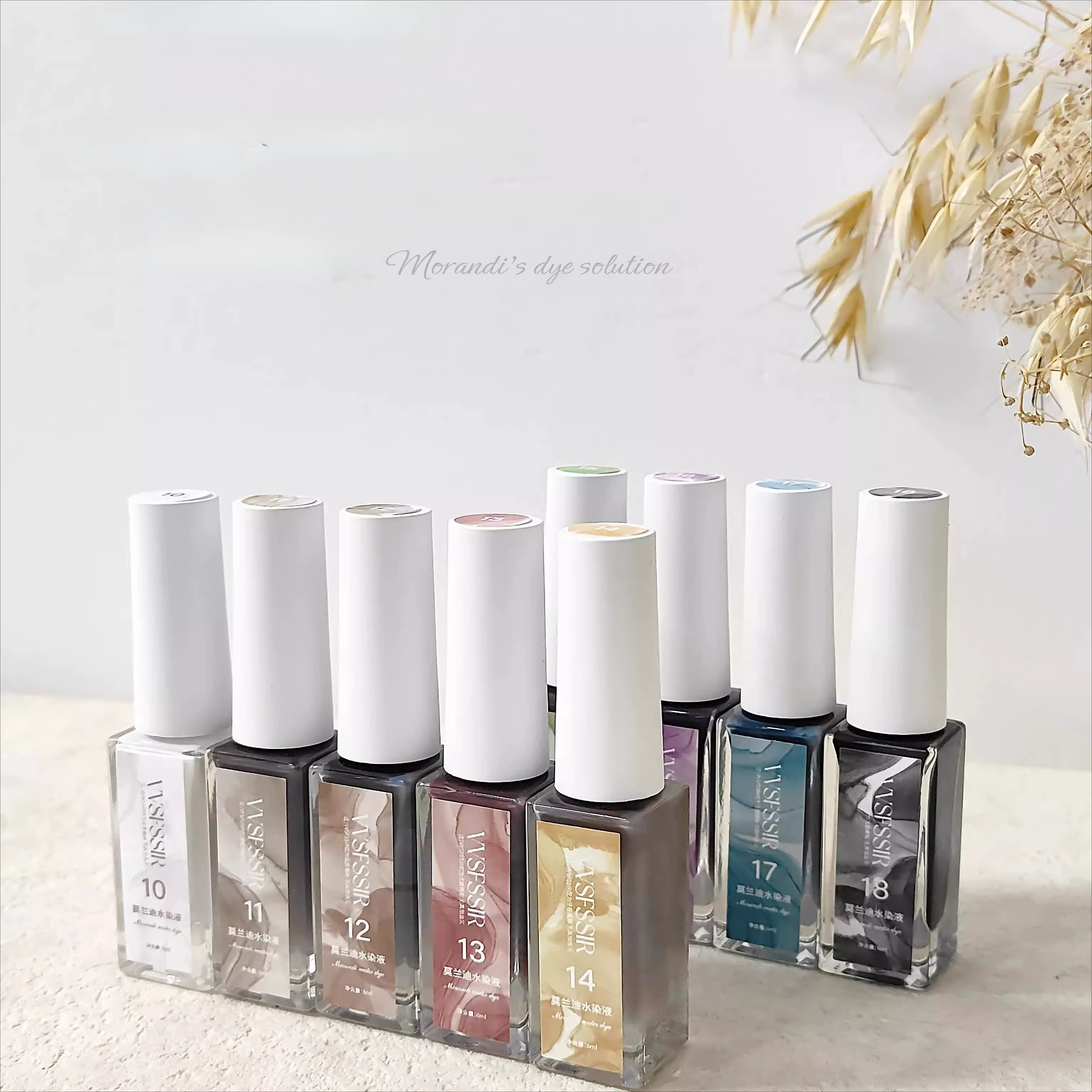 Macaron floraison vernis à ongles marbre encre