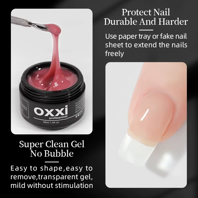 OXXI Gel pour Extension d'ongles manucure Poly ongles Gellac 56ml constructeur uv led Gel vernis Semi-permanent nu