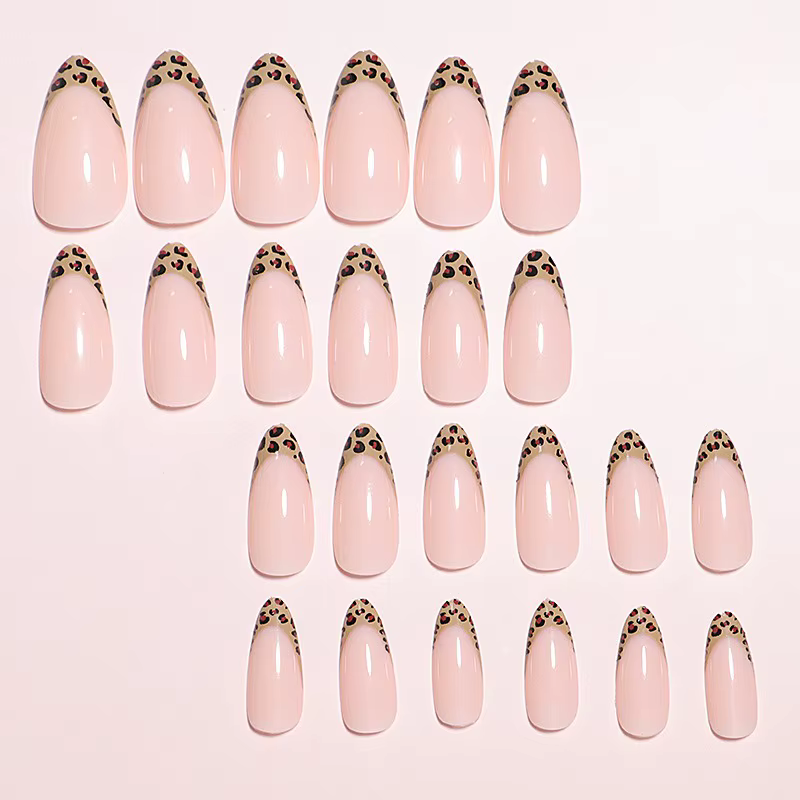 24 faux ongles léopard français autocollants