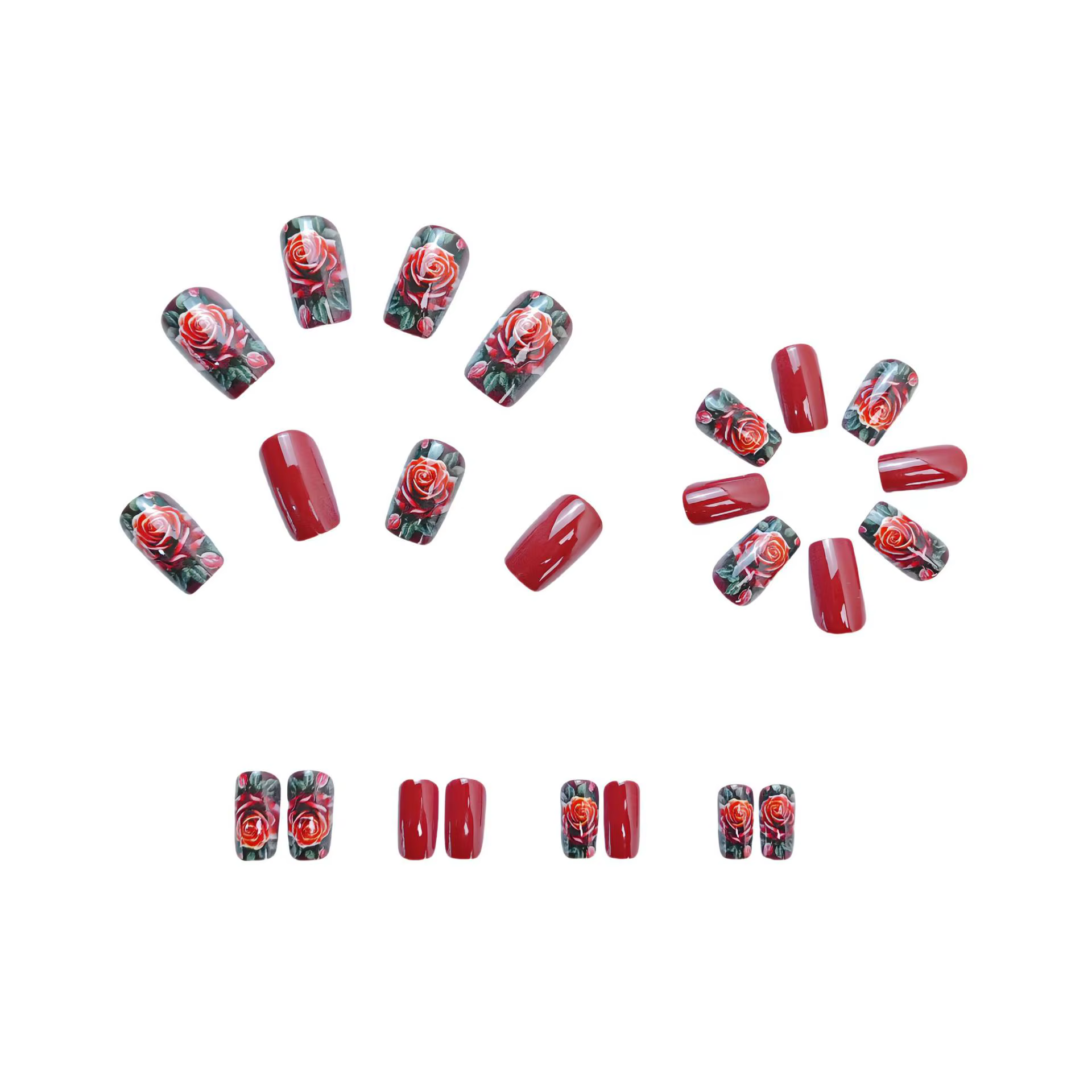 Faux ongles avec image de Rose