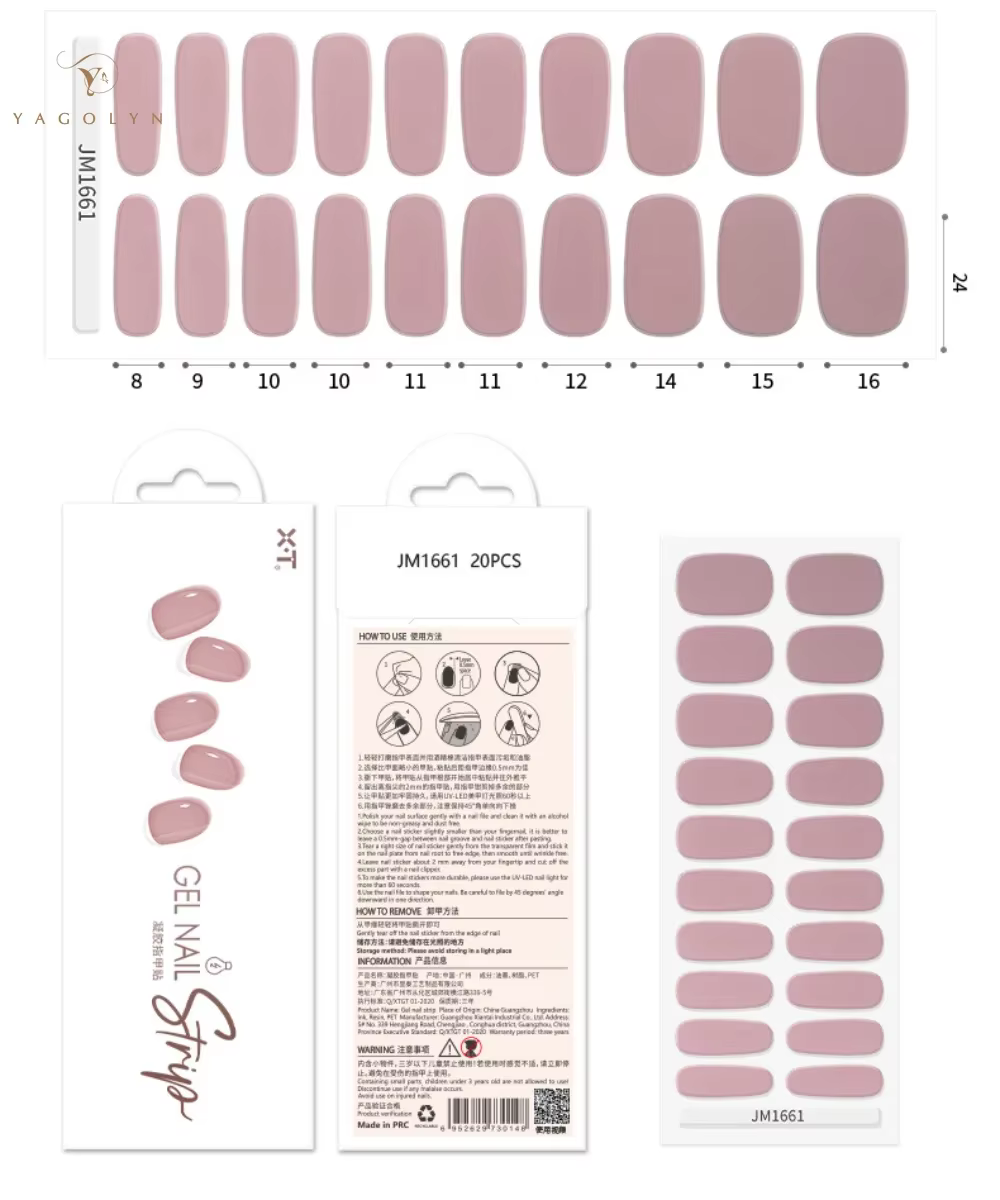 20 Tips Autocollants d'ongles semi-durcis pour manucure française