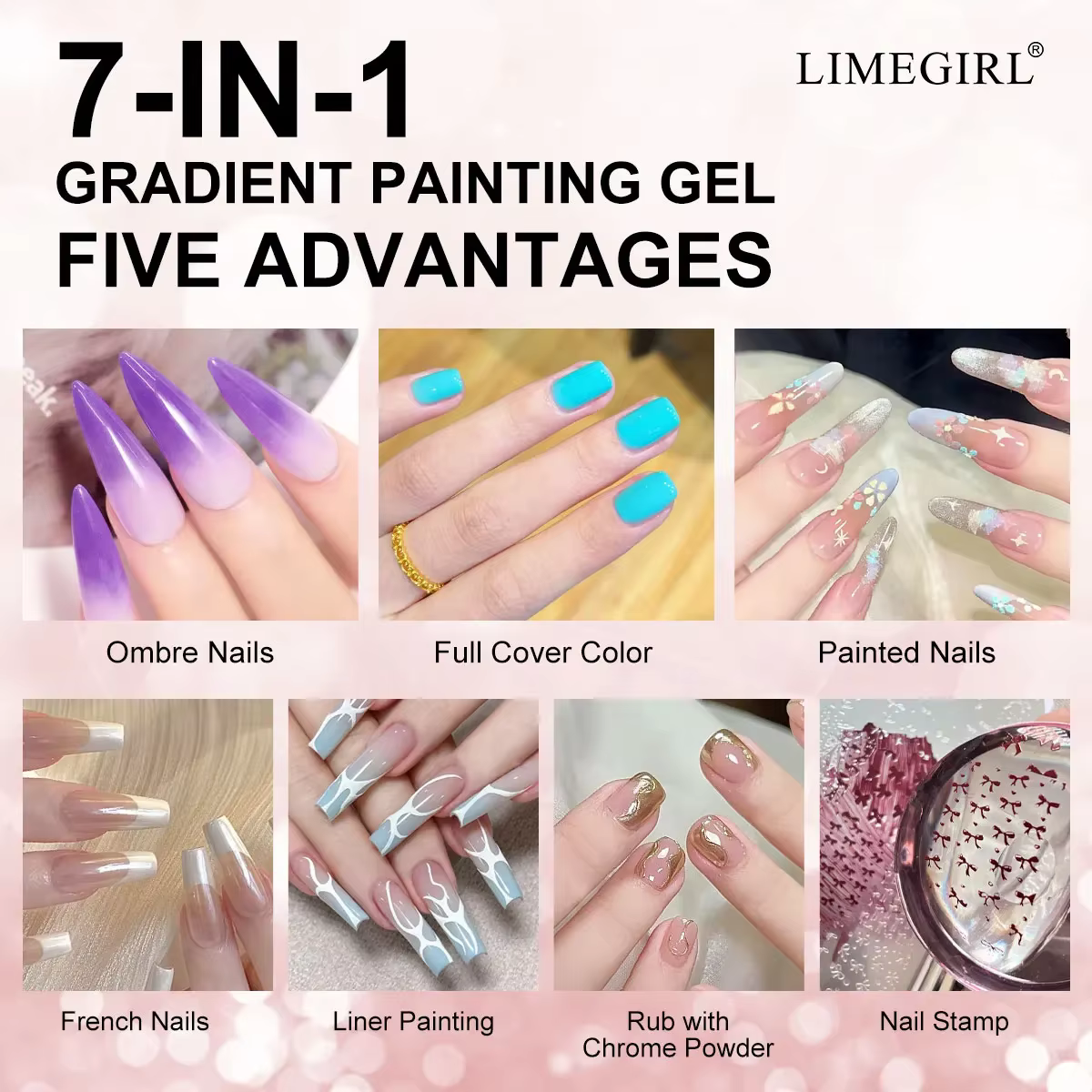 LIMEGIRL Gel de Peinture Dégradé 4 Couleurs pour Nail Art