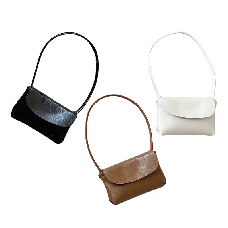 Jouet de sac à main de jeu de rôle, sac en cuir de dame de poupée de 15-17cm, sac à main pour la décoration intérieure de maison de poupée