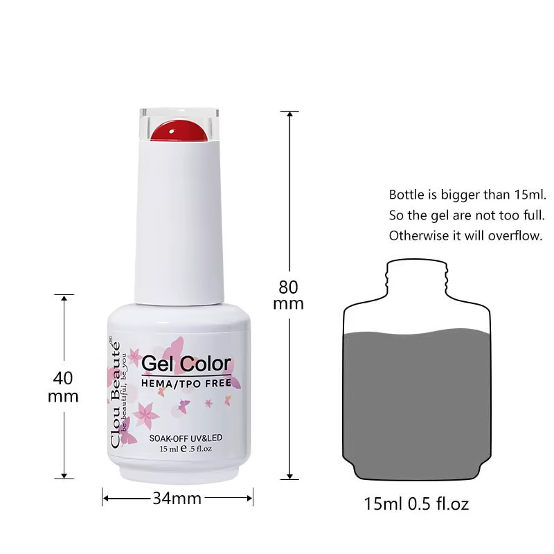 Clou Beaute 15ml rouge noir blanc vert néon Gel vernis à ongles couche de finition velours haut 400 couleurs Gel Semi