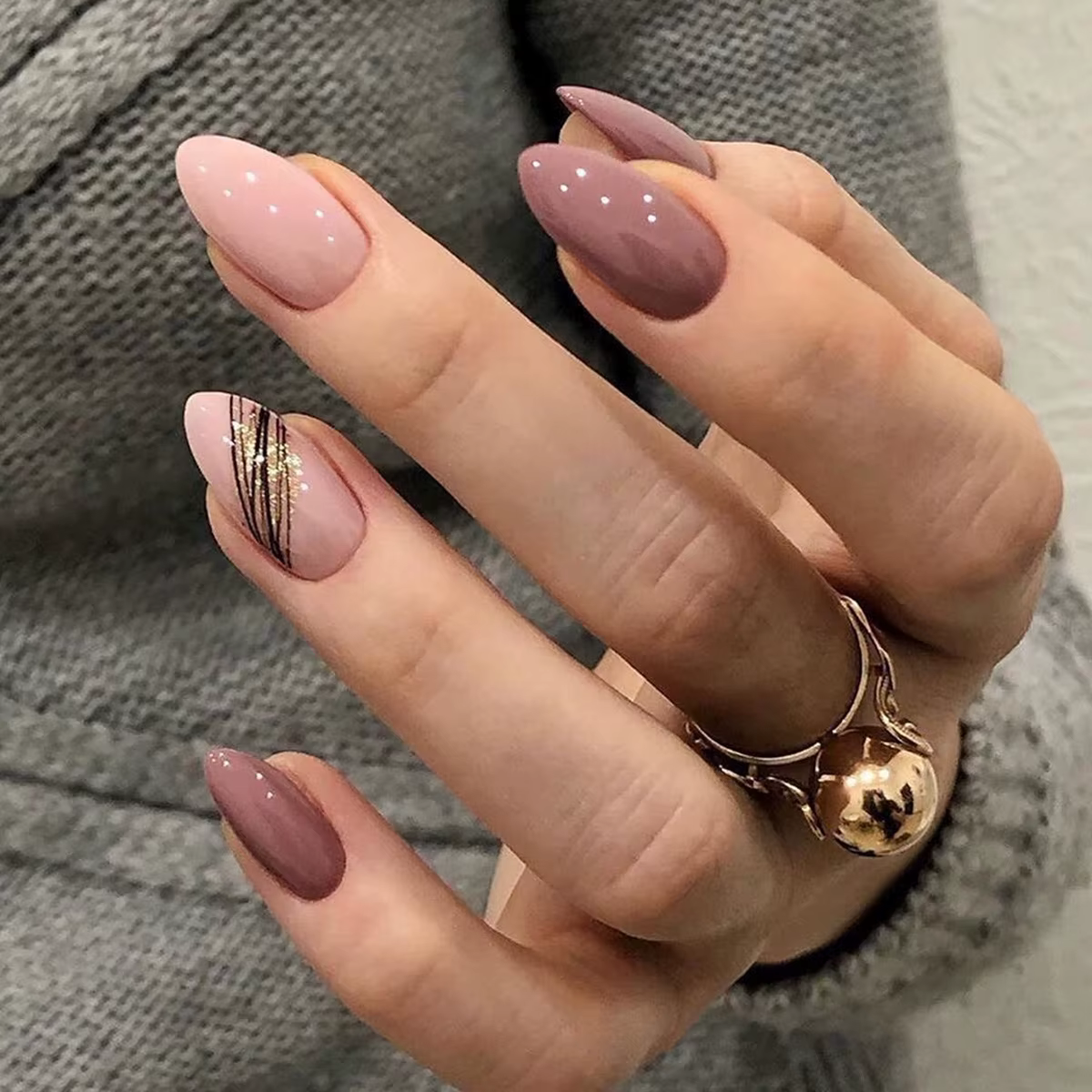 24 ps/ensemble amande inclinée ligne d'or Lotus rose faux ongles artificiel matériel professionnel art