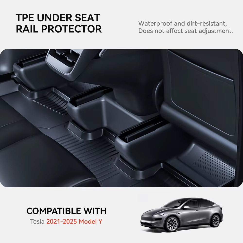 YZ Pour Tesla Model Y/YL2026 – Protection d'angle sous le siège en TPE, protège-rails de glissière de siège, housse anti-coup de pied, accessoires décoratifs floqués