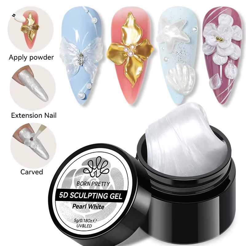 BORN PRETTY Gel Sculptant 5D Blanc Nacré 5g – Gel Solide pour Sculpture