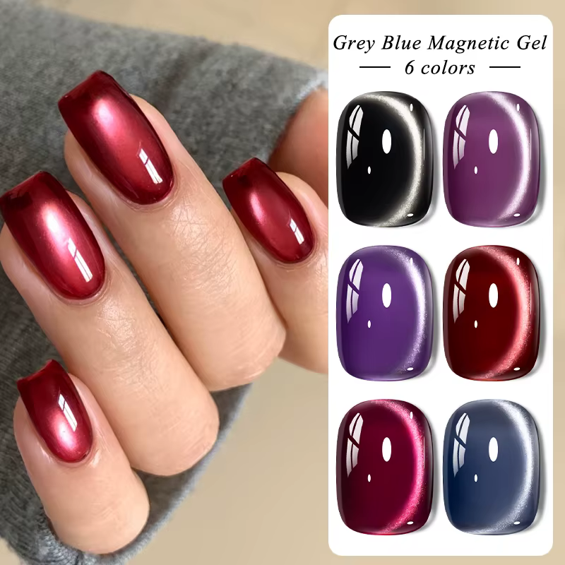 Vernis à ongles Gel magnétique chat gris bleu effet perle de verre Gel