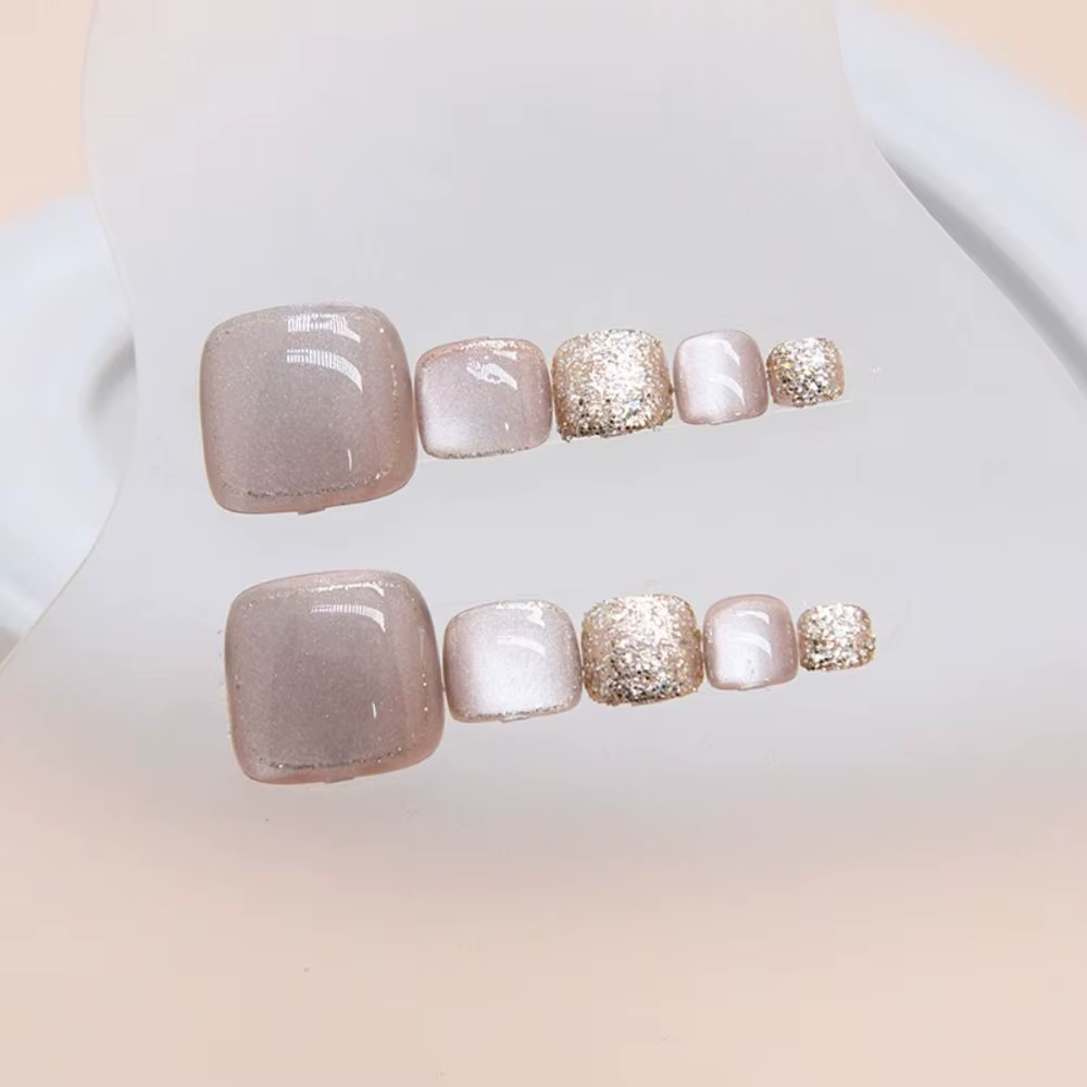 Faux ongles d'orteils courts carrés