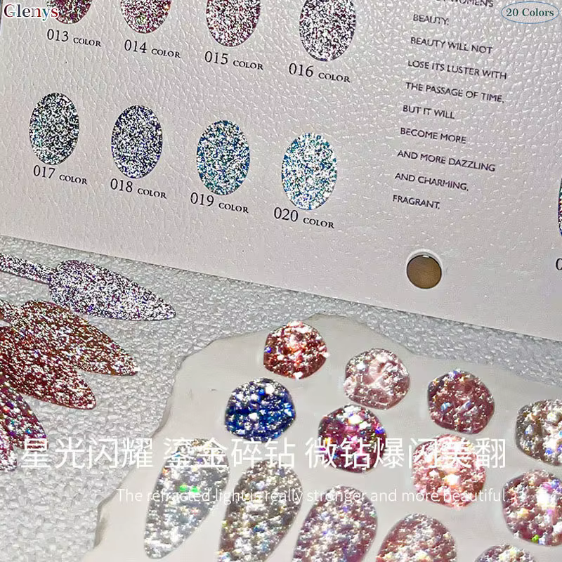 Glwnys 20 couleurs l vernis à ongles gel étoile populaire gel à immersion lumineuse carte de couleur UV LED salon de