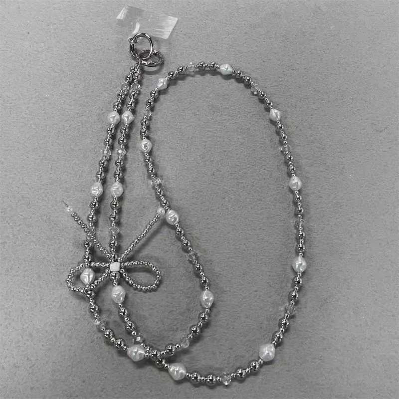 Nouvelle lanière créative pour téléphone portable, nœud en perles, ficelle de perles, accessoires de bagages à bandoulière, étui de téléphone, pendentif en chaîne
