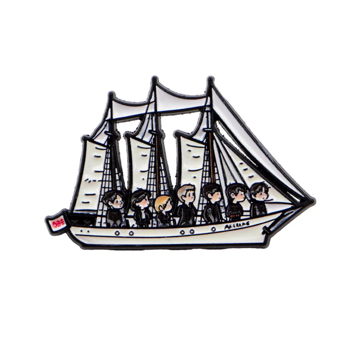 Broche émaillée de voilier, motif dessin animé six membres de l'équipage, épinglette vintage de marin pour veste en jean, sac à dos, cadeau pour fans et bijoux