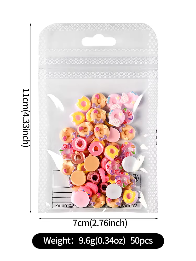 50 pièces 3D mixte Kawaii beignets Nail Art breloques dessin animé Dessert/beignet ongles décorations pour bricolage artisanat cheveux manucure accessoires