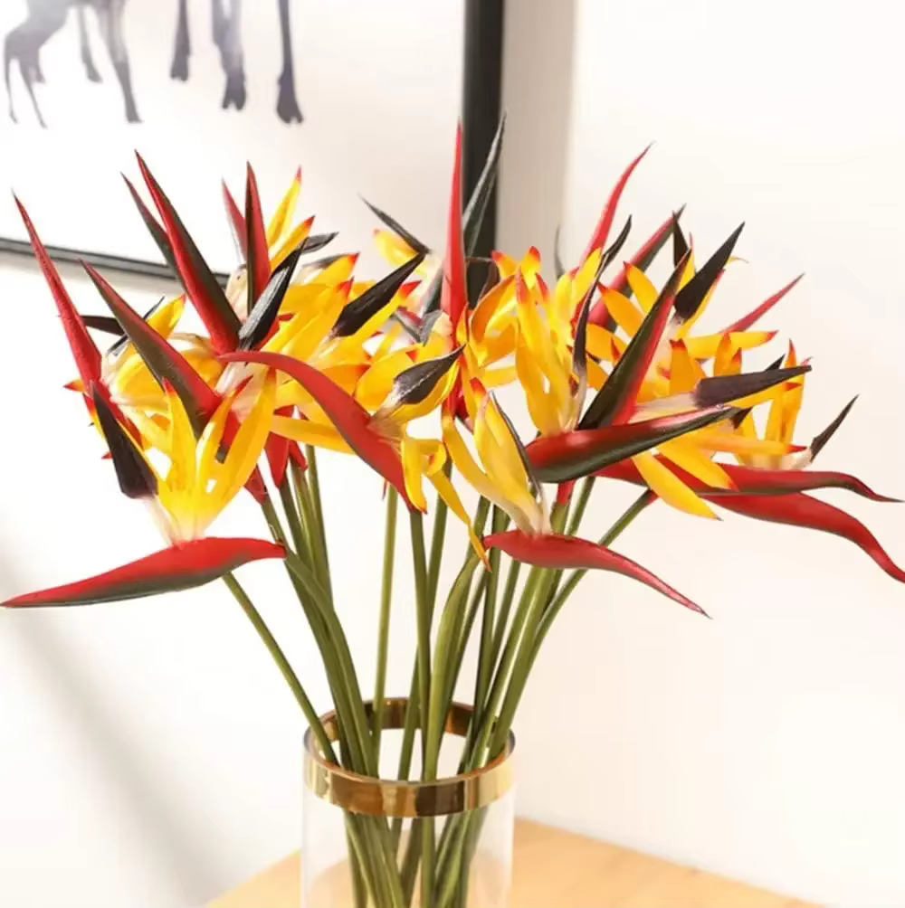 8 pièces moyen oiseau du paradis 23 pouces, fleurs artificielles extérieures résistantes aux UV ne se décolore pas fausses plantes en plastique