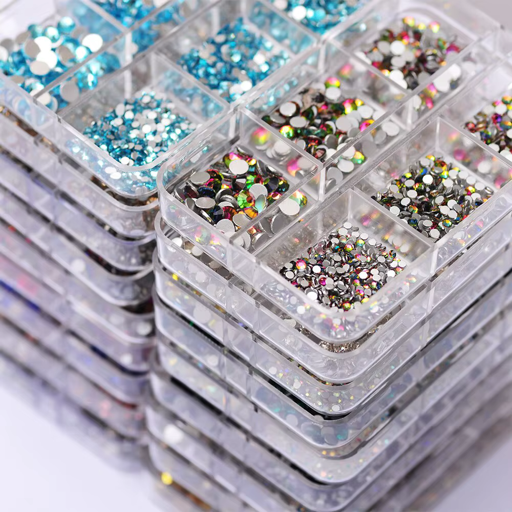 Breloques pour ongles en cristal coloré à dos plat
