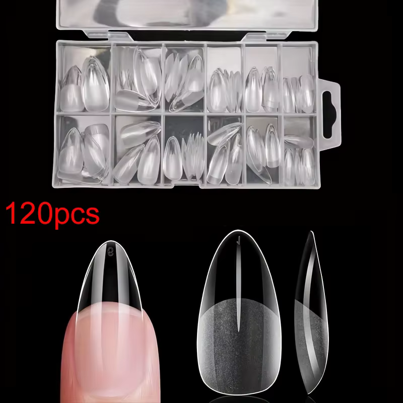 Ensemble de faux ongles ronds longs en forme d'amande de 120 pièces