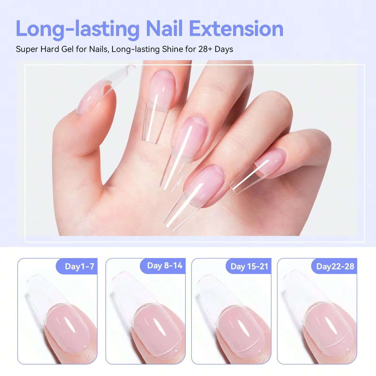 Gel dur transparent 15g pour extension d'ongles