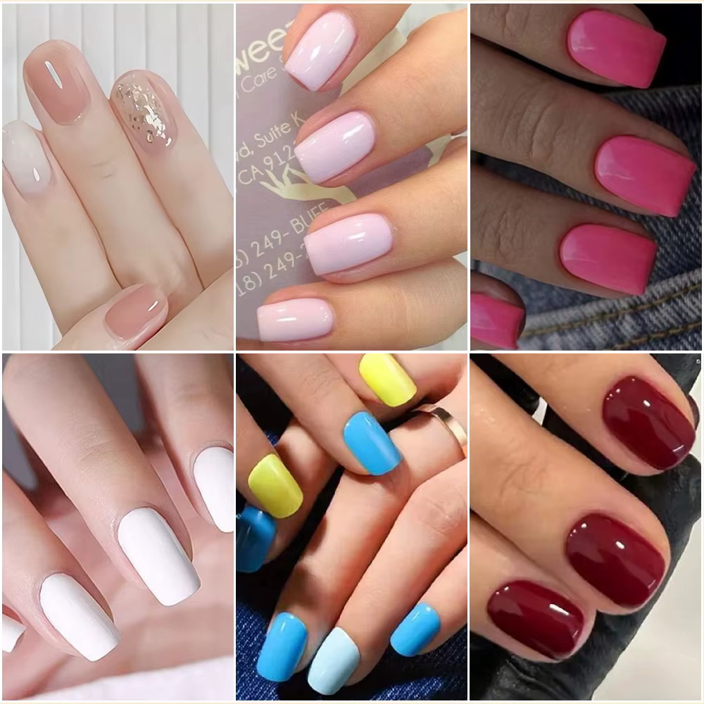 576 pièces/boîte faux ongles colorés noir rouge Design