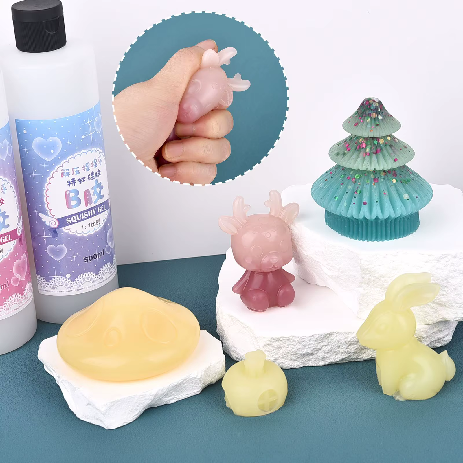 Gel Squishy en Silicone liquide souple, 500/200ml, pour mouler la patte de chat, jouets de décompression, cadeau, jouet à presser pour filles et enfants