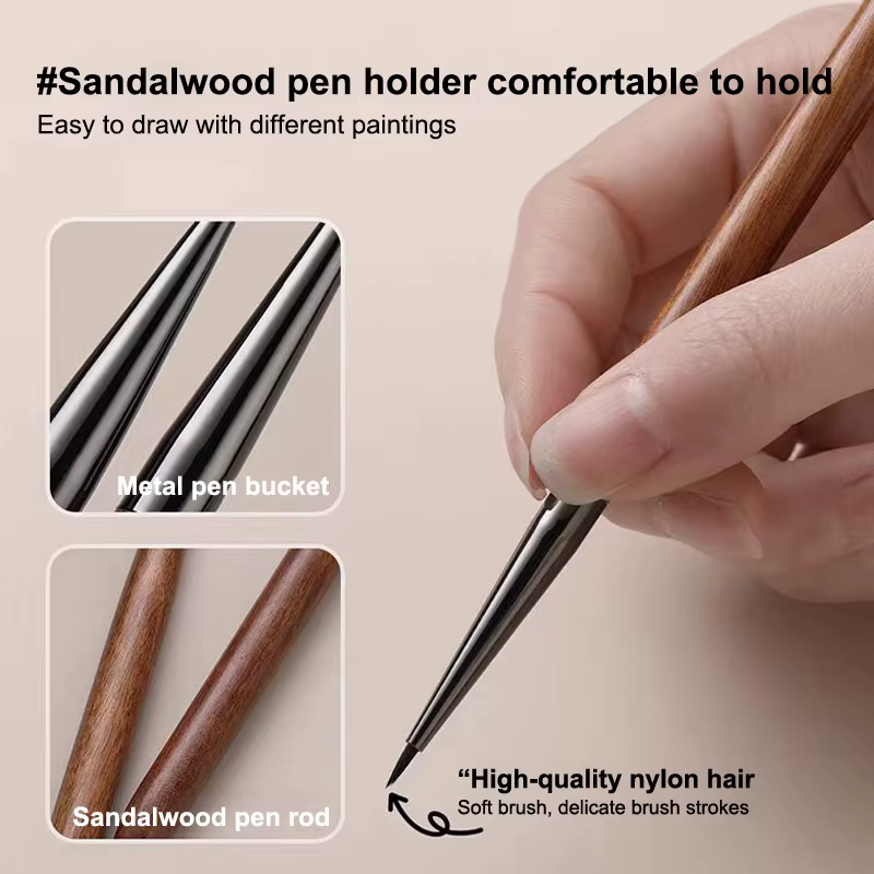 Pinceau à manche en bois de santal pour nail art