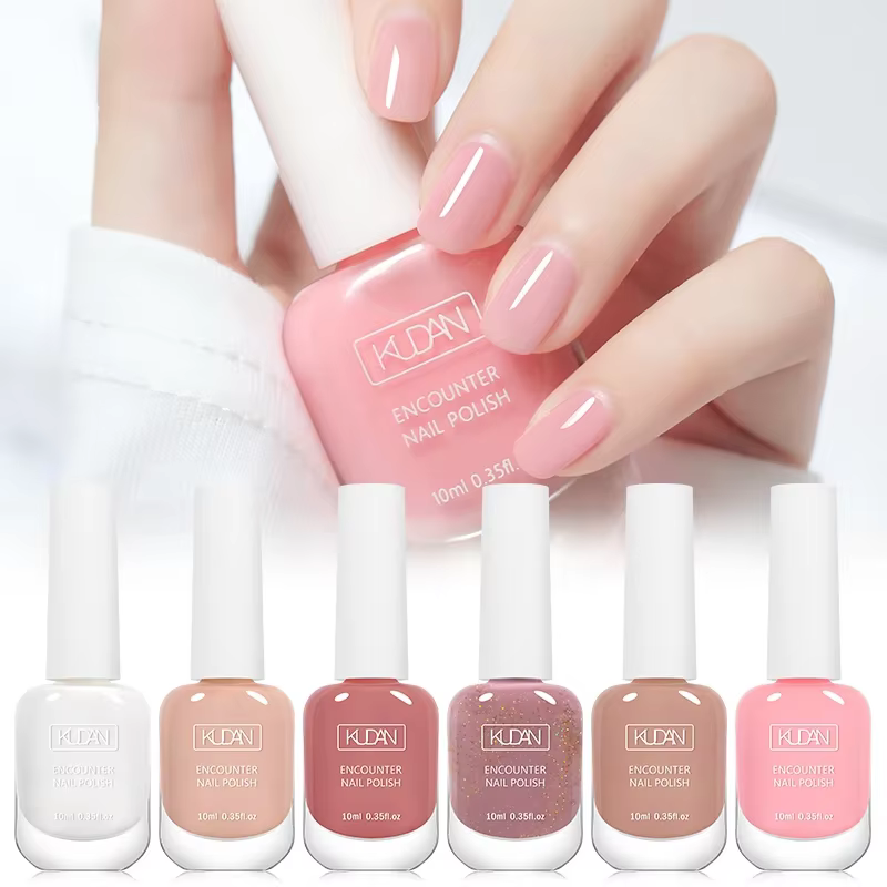 KUDAN 6 pièces ensemble de vernis à ongles à base d'eau 10ml nu rouge rose Peel-Off Kit