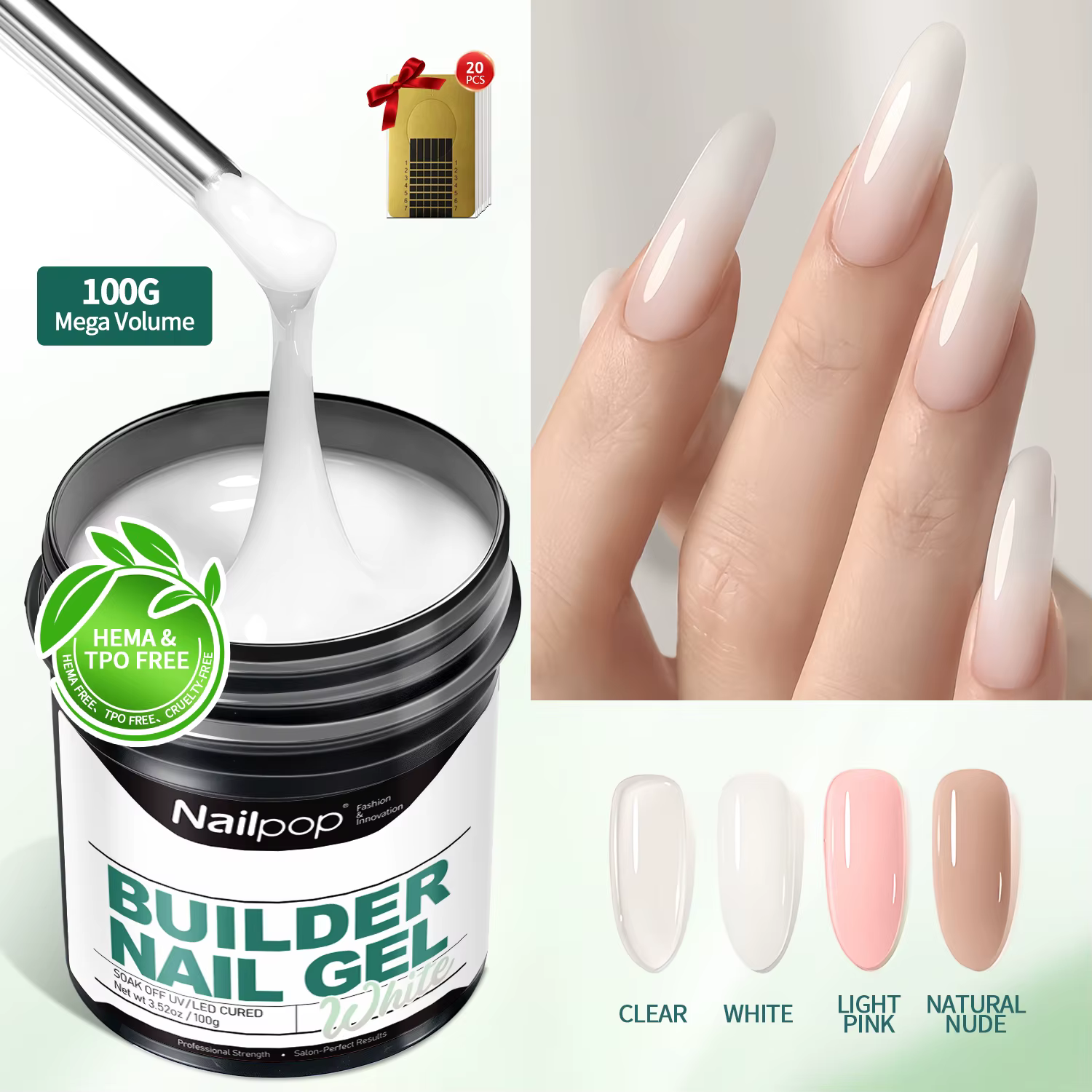 Nailpop 30/100g Gel dur laiteux lisse UV Gel pour ongles pour Extension rapide longue durée tremper le constructeur d'ongles Gel Nail Art manucure