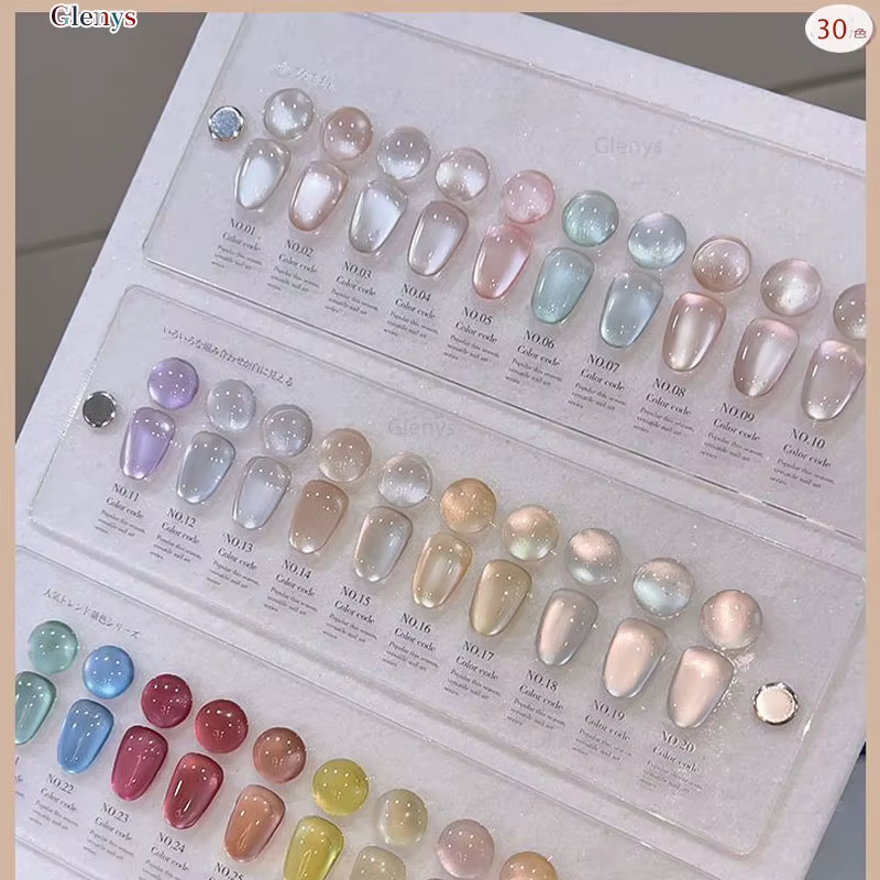 Glenys Vernis à Ongles Semi-Permanent Effet Œil de Chat 30 Couleurs avec Perles de Verre Hydratantes