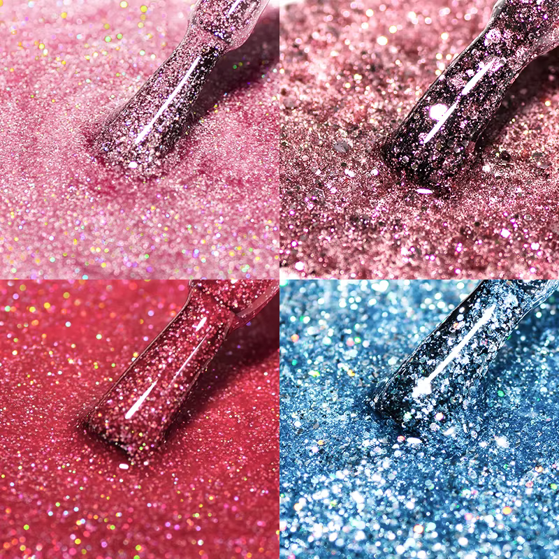 Mtssii 6 pièces/ensemble rose paillettes Gel vernis à ongles ensemble