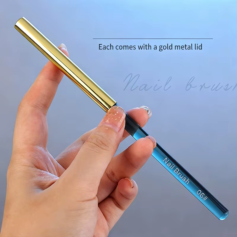 Ensemble de 12 pinceaux à ongles bleu cristal