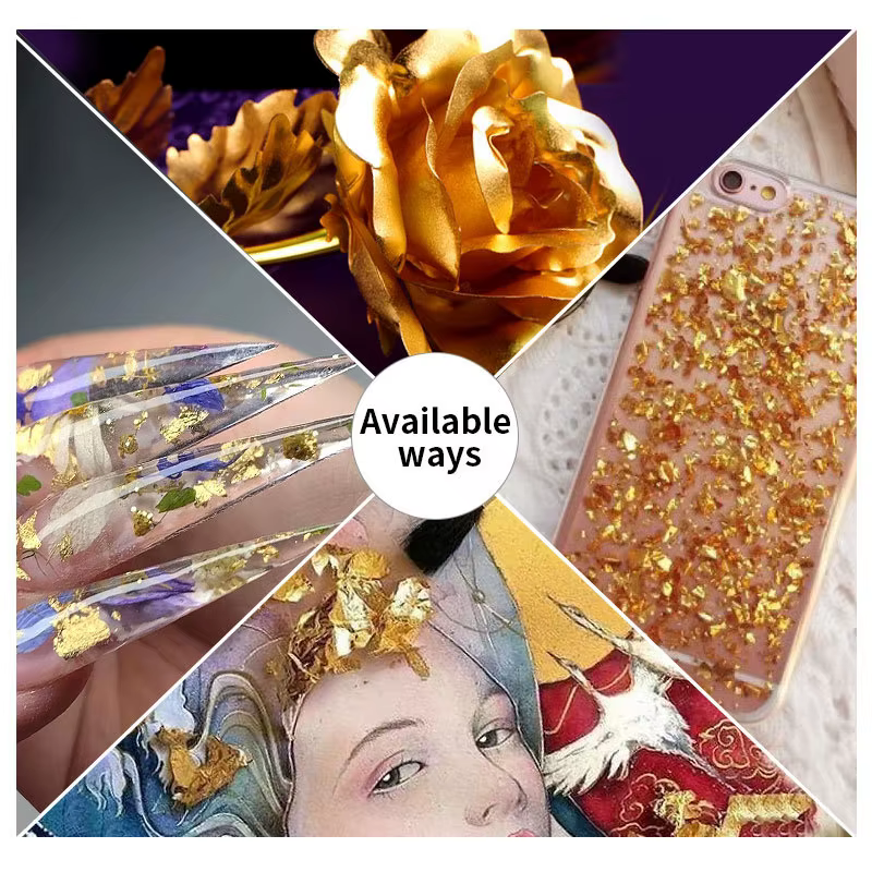 1 boîte de papier feuille d'or flocons pour Nail Art