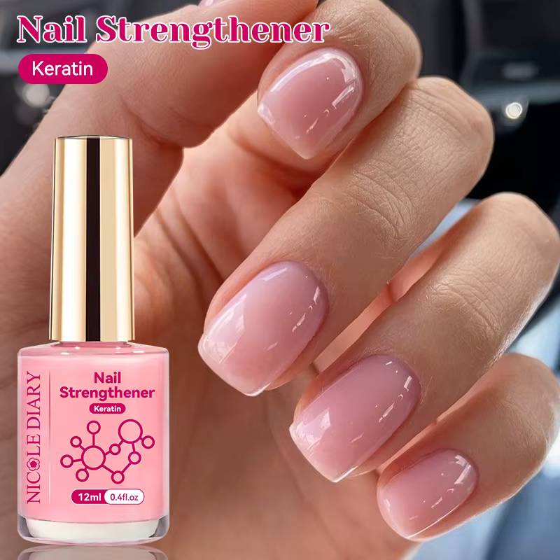 NICOLE DIARY 12ml Vernis à ongles rose fortifiant naturel transparent pour une brillance améliorée