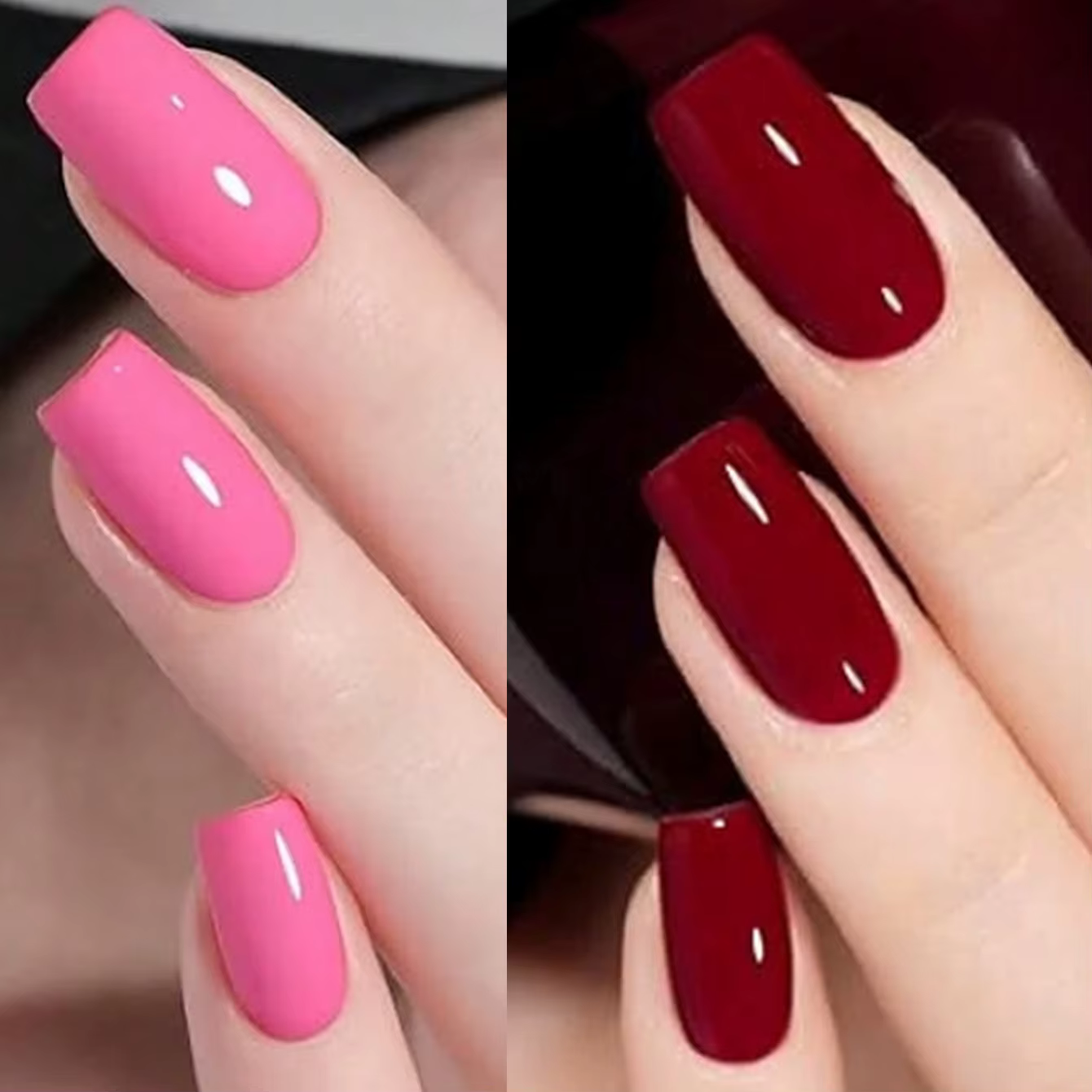 Faux ongles français courts et carrés pressés