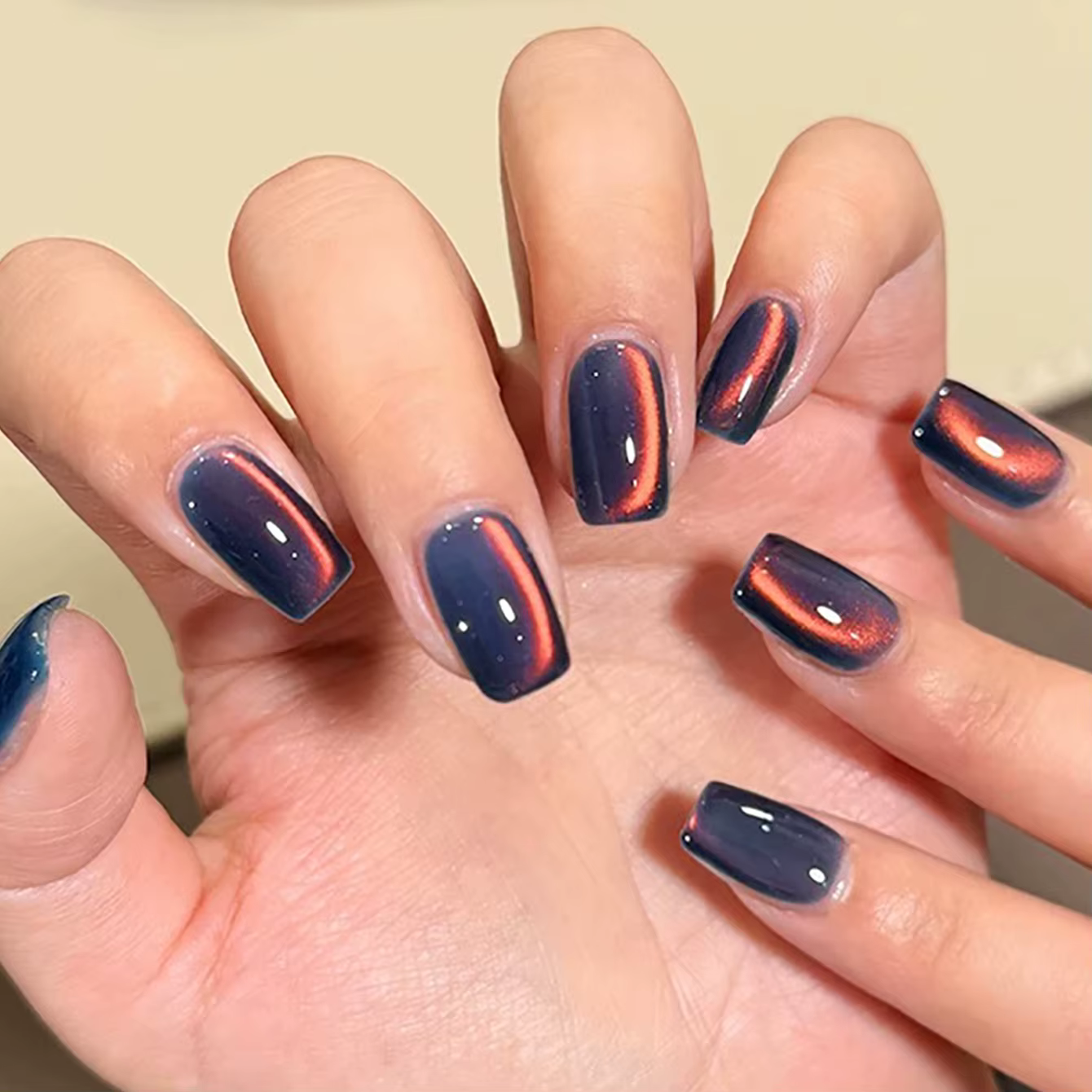1-12 pièces WS automne hiver ongles mer coucher de soleil ambre bleu or Linght cristal verre perle oeil de chat Gel