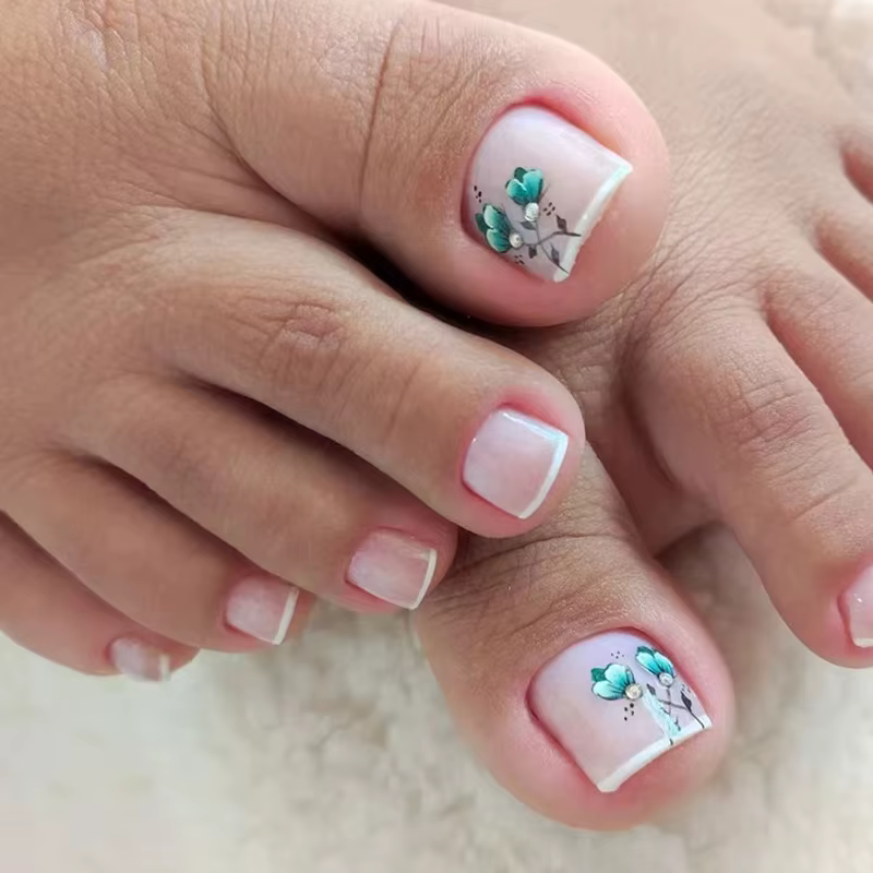 Faux orteils pailletés rose doux