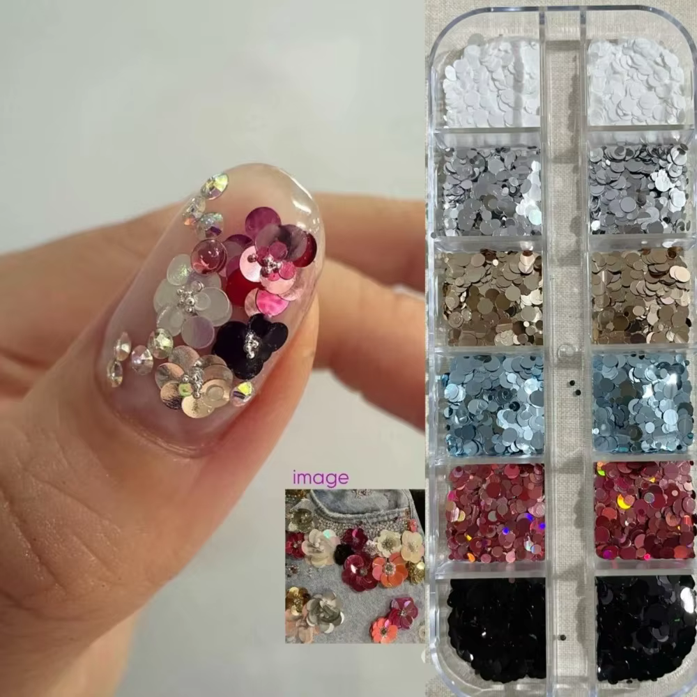 Décorations d'art d'ongles créatives à 12 compartiments