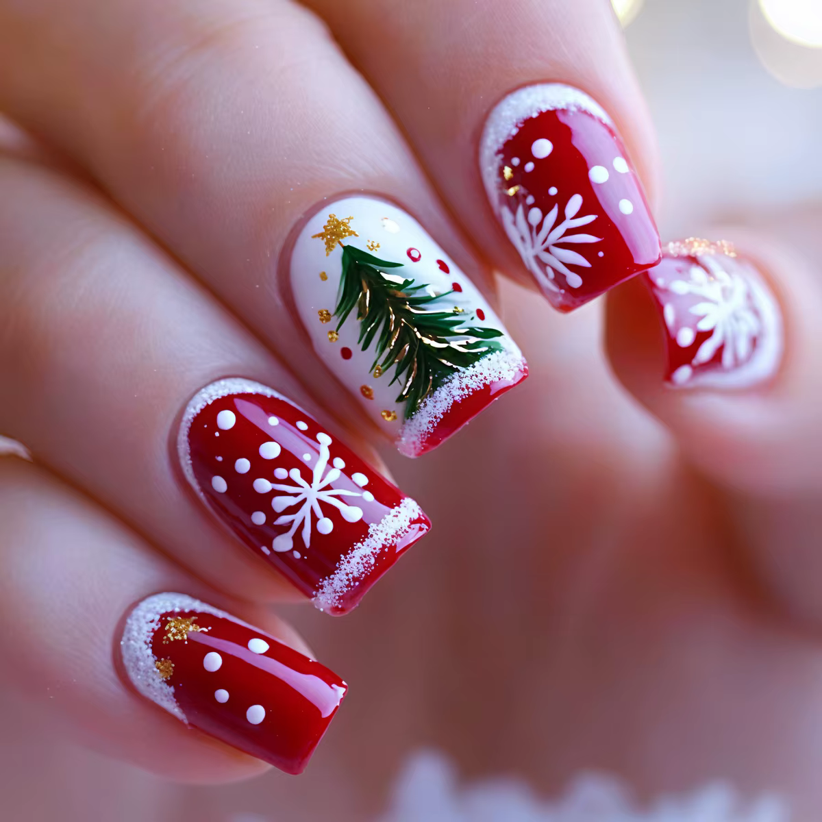 Faux ongles mi-longs pour fête de noël