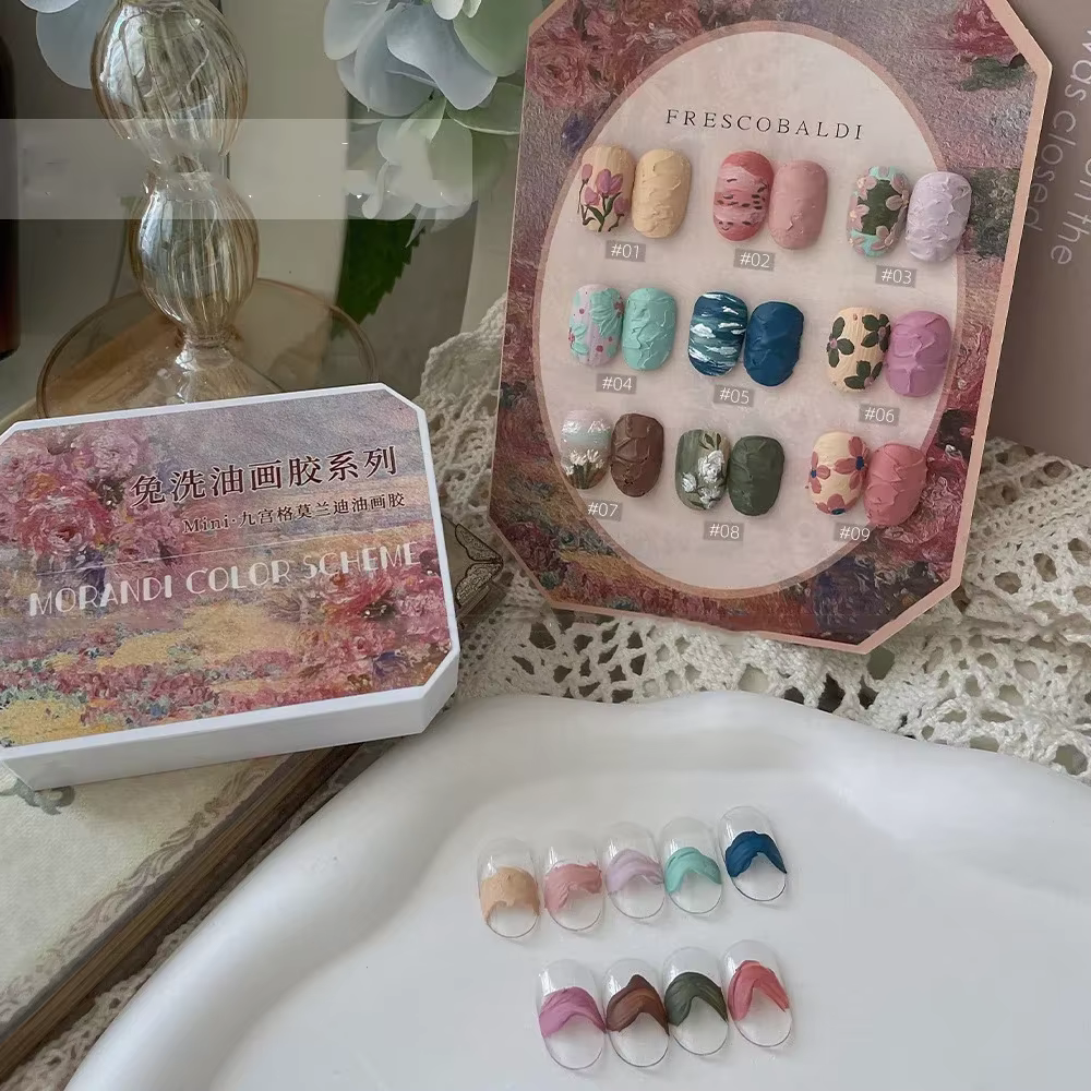 2.5gx9 ongles dessin 3D modélisation peinture à l'huile Gel vernis sans lingette colle Art Design bricolage fleurs peint sculpté Gel pour manucure