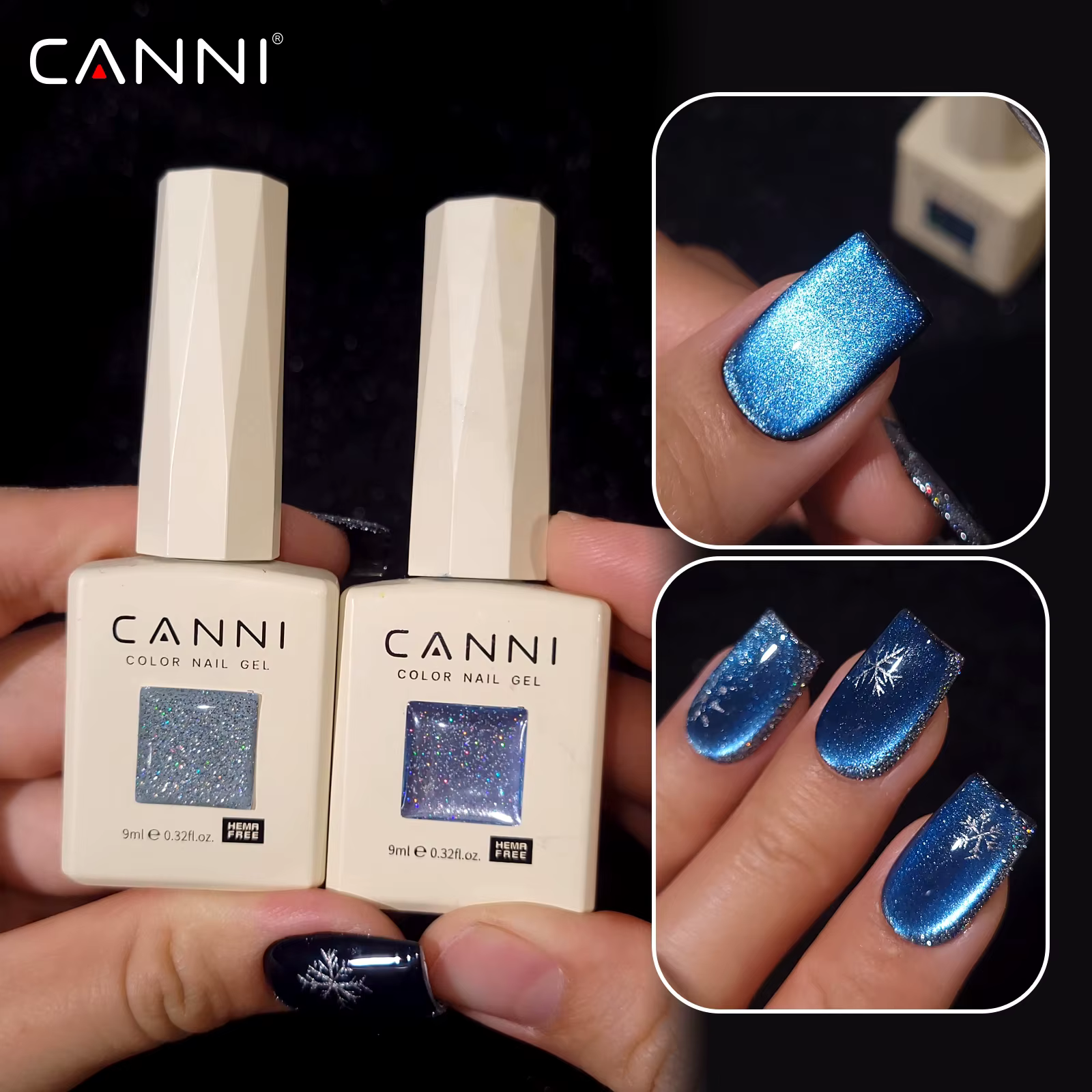 Kit de vernis à ongles gel œil de chat CANNI 8 pièces/kit 9ML, sans TPO/HEMA, à faire tremper, UV LED, vernis gel ultra brillant, paillettes, semi-permanent