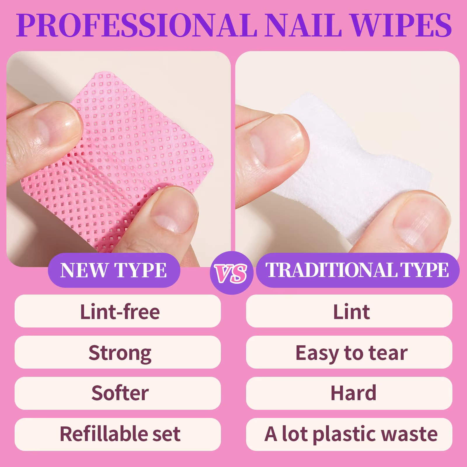 YIKOOLIN 200 pièces lingettes à ongles non pelucheuses