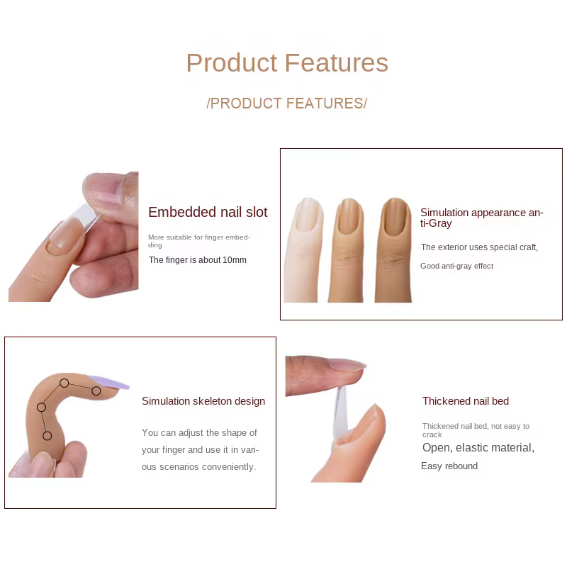 Faux Ongles en Silicone Souple pour la Pratique de Manucure