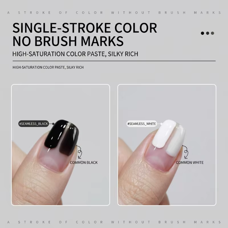 Nouvelle Arrivée Vernis à Ongles Gel Noir Pur Blanc Pur Effet Lissant Auto-nivelant Longue Durée Résistant aux Déchirures Éclaircissant la Peau