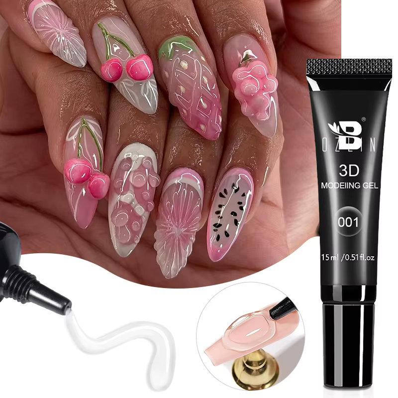 Gel à ongles transparent blanc BOZLIN 15ml pour la création de bijoux 3D DIY